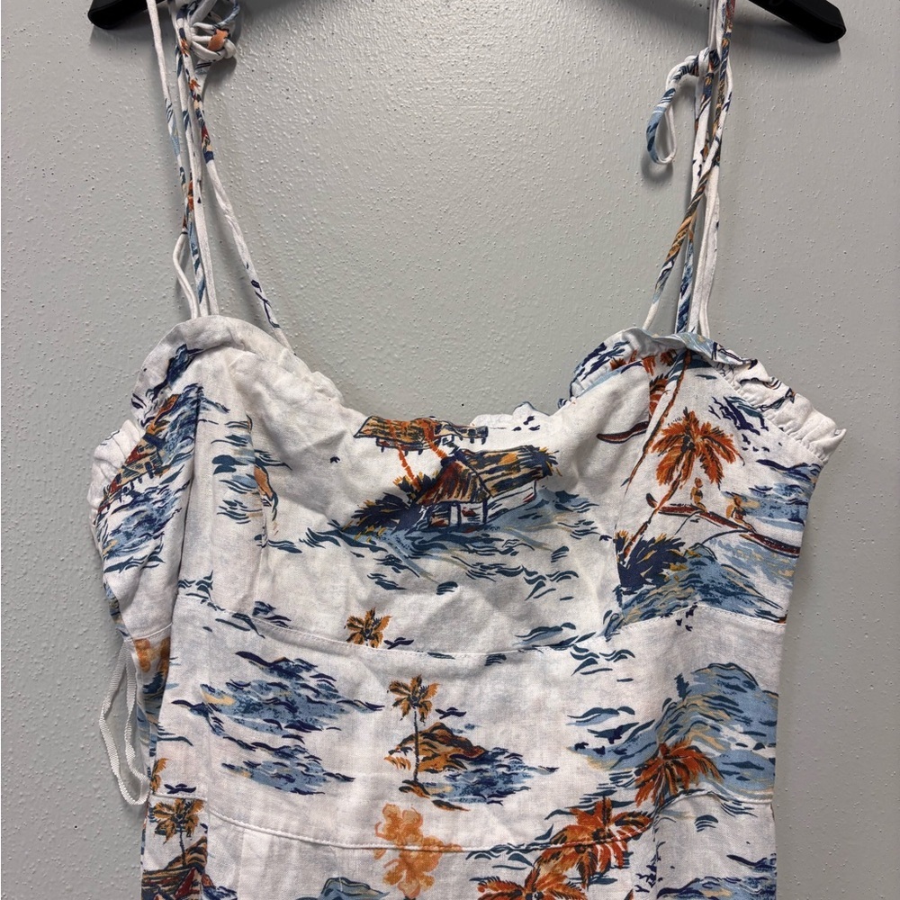 Free People Beach Party Midi Neutral Cream Floral Print Women's Dress vacation - Picture 7 of 10